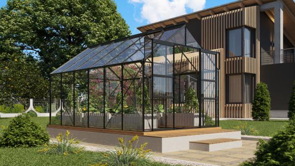 Vitavia Gewächshaus "Mars 9900", schwarz, 9,9 m²,3 mm ESG
