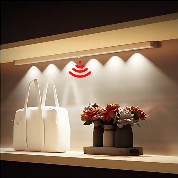Jibenhome LED Unterbauleuchte Dimmbar Lichtleiste mit Berührungsloser Sensor Küchenlicht für Schrank, 50cm Unterbau Beleuchtung Schrankbeleuchtung Kabellos, USB Aufladbar