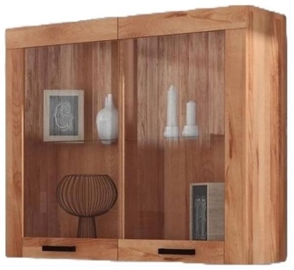 Wandschrank Ringo aus Kernbuche massiv 105x32x90 mit 2 Glastüren