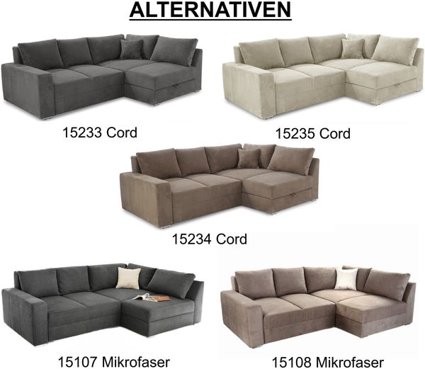Ecksofa-Dauerschläfer Federkern Topper Bettkasten Schlafcouch in Cord Beige Grau Bild 10
