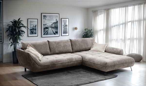 exxpo - sofa fashion Ecksofa Biarritz modern und elegantes Mega Sofa mit tollem Sitzkomfort, L-Form, XXL– Longchair Ecke in hochwertiger Verarbeitung, Stellmaße 324x203 cm