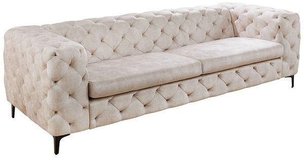 riess-ambiente 3-Sitzer MODERN BAROCK 235cm champagner, Einzelartikel 1 Teile, Wohnzimmer · Samt · Federkern · Chesterfield Design