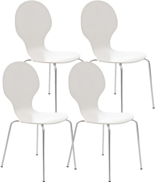 4er Set Besucherstuhl ATHENS - Holz Weiß 43x45x86 cm | Besucherstühle Konferenzstuhl Wartezimmerstuhl Bürostühle Bürostuhl Konferenzraum Wartezimmer