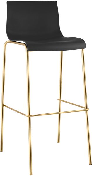 Barhocker TENAR - Kunststoff Schwarz 43x48x100 cm Gold | Barstuhl Mit Lehne Tresenhocker Tresenstuhl Kneipenhocker Kneipenstuhl