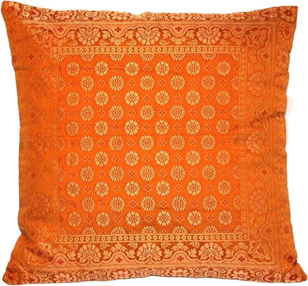 Ruwado Kissenbezug - Handgefertigt Dekokissen aus Indische Banarasi Seide - 40cmx40cm, "Handgewebt und Handgenäht aus Indien"