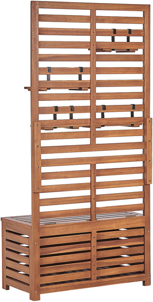 Gartenbank mit Wandpaneel MATINO 80 cm mit Stauraum Akazienholz Heller Holzfarbton Bild 7