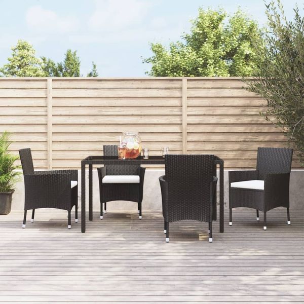 vidaXL Gartenstühle mit Kissen 4 Stk. Poly Rattan Schwarz 316688