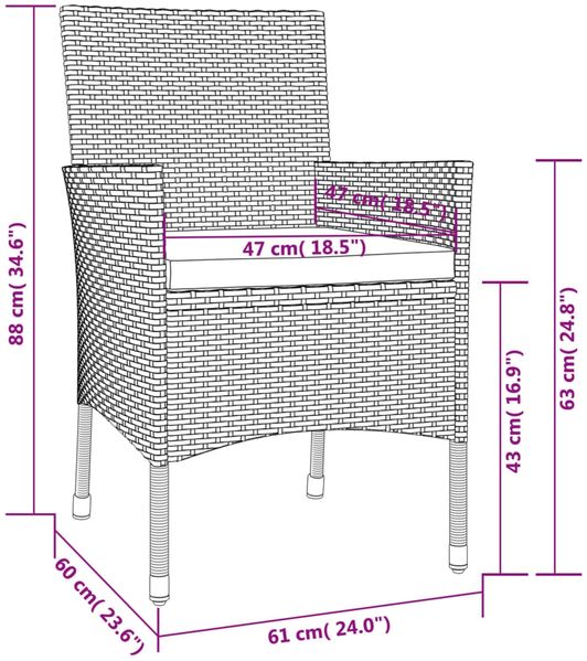 vidaXL Gartenstühle mit Kissen 4 Stk. Poly Rattan Schwarz 316688 Bild 8