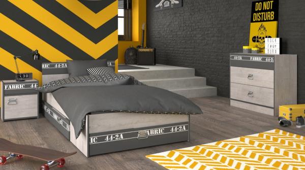 Fabric 14 Parisot 4-tlg grau mit Bett + Bettschubkasten + Nachttisch + Kommode Bild 4