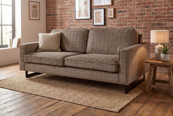 Home affaire 3-Sitzer Pinto, 206 cm, Cord, Chenille, Lederoptik, mit Keder, schwarze Metallfüße, Wellenunterfederung