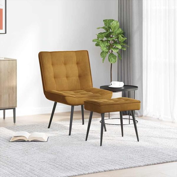 vidaXL Relaxsessel mit Hocker Braun Samt 4012334