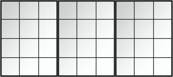Wandspiegel, Badspiegel 3 Stk. Schwarz 80x60 cm Metall de6851