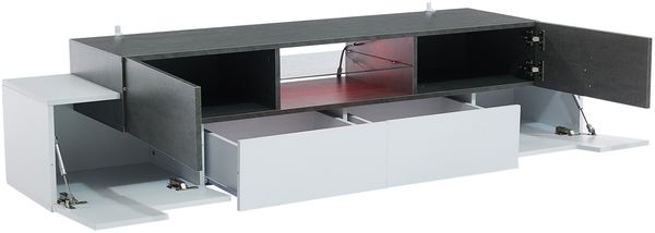 LED TV-Schrank mit RGB-Beleuchtung 180x40x45 cm, Weiß/Grau, App-steuerbar, mit Glasböden Bild 8