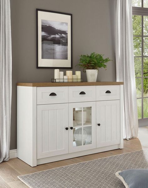 Landhaus Sideboard Wohnzimmer Provence 130cm pinie weiß eichefarben hell