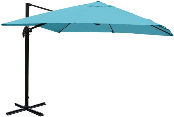 Gastronomie-Ampelschirm HWC-A96, Sonnenschirm 3x3m (Ø4,24m) Polyester Alu/Stahl 23kg ~ türkis ohne Ständer Bild 8