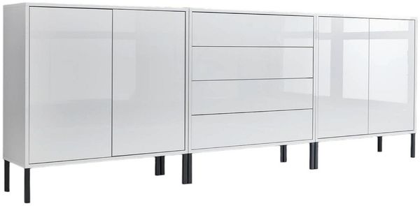 BMG Möbel Sideboard Mailand Set 5 (Kommode Anrichte Aktenschrank, mit hochwertigen Metallfüßen), Push-to-Open-Funktion