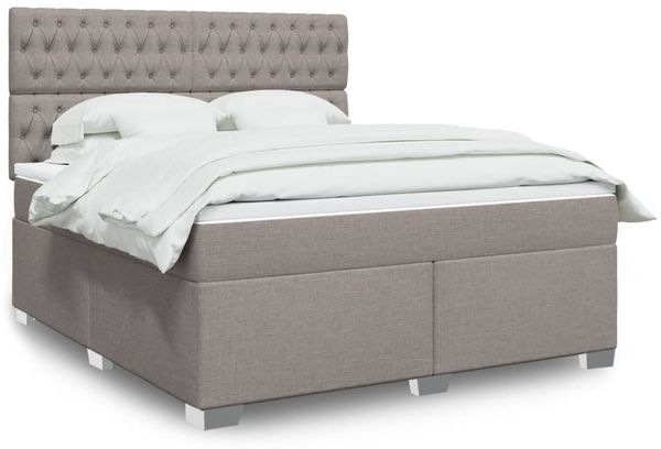 vidaXL Boxspringbett mit Matratze Taupe 180x200 cm Stoff 3290578