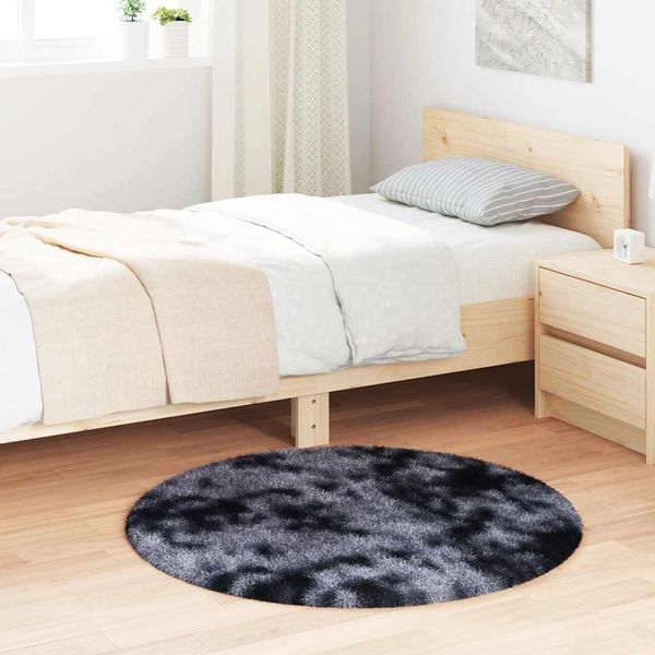 vidaXL Teppich Shaggy Hochflor NAVARRA Dunkelgrau 100x100 cm Polyester 4102896