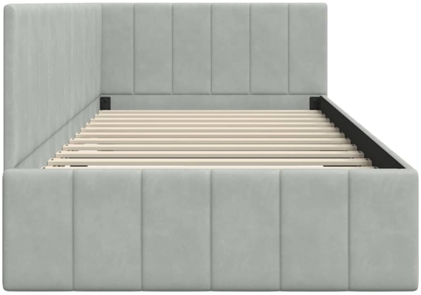 vidaXL Eckbettgestell mit Kopfteil Hellgrau 90 cm x 200 cm Stoff 42016307 Bild 5