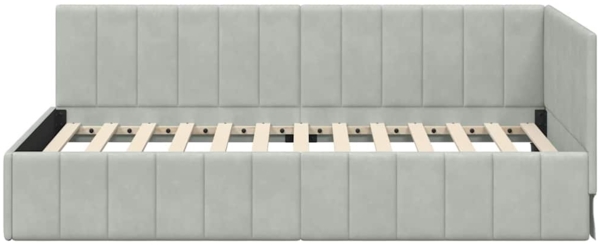 vidaXL Eckbettgestell mit Kopfteil Hellgrau 90 cm x 200 cm Stoff 42016307 Bild 4