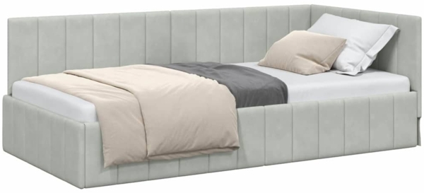 vidaXL Eckbettgestell mit Kopfteil Hellgrau 90 cm x 200 cm Stoff 42016307 Bild 2