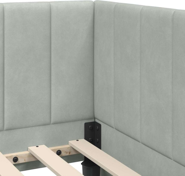 vidaXL Eckbettgestell mit Kopfteil Hellgrau 90 cm x 200 cm Stoff 42016307 Bild 7