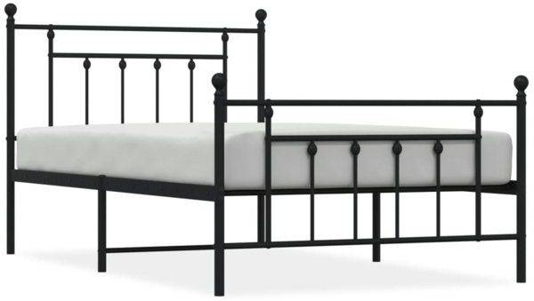 vidaXL Bettgestell mit Kopf- und Fußteil Metall Schwarz 107x203 cm 353551