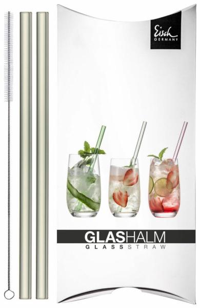 Eisch Glashalm 2er Set Gentleman Grau, mit Bürste, Glastrinkhalme, Glas, Grau, 20 cm, 86599812