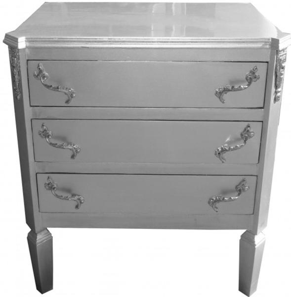 Casa Padrino Barock Kommode Silber B60 H69 cm - Handgefertigte Art Deco Möbel