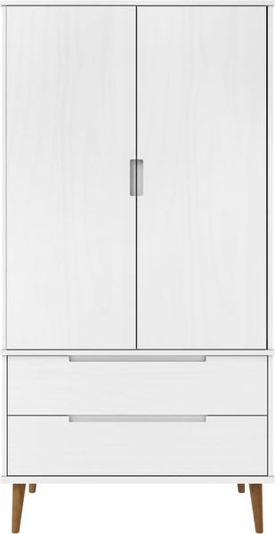 vidaXL 'Molde' Kleiderschrank, Massivholz Kiefer weiß, 90 x 55 x 175 cm Bild 4