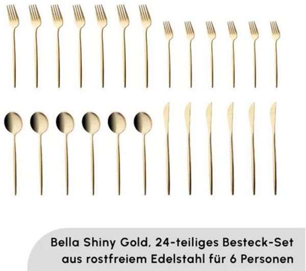 Karaca Besteck-Set Karaca Bella V2 24-teiliges Besteckset für 6 Personen – Matte Gold