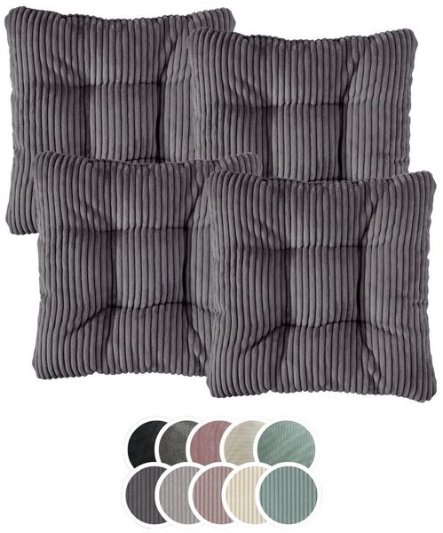 XDREAM Stuhlkissen Sitzkissen Set (2er & 4er) für Stühle und Bänke, robuste Polsterauflage für indoor und outdoor, 38x38x6 cm