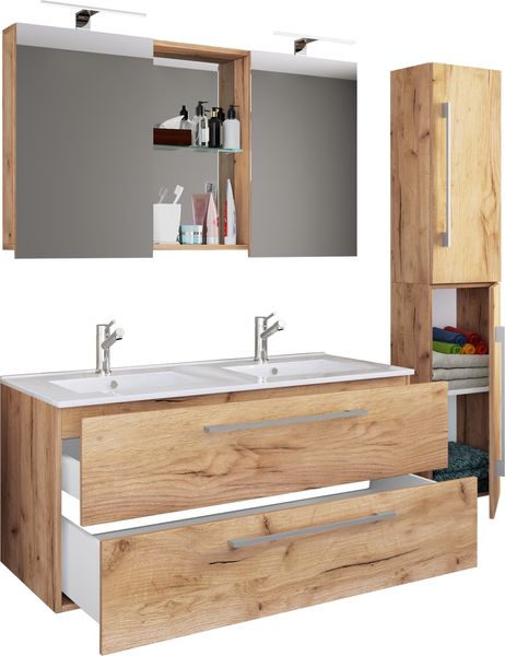 VCM Badmöbel Waschtisch Budasi 917555 Honig-Eiche H. 150 x B. 145 x T. 46 cm