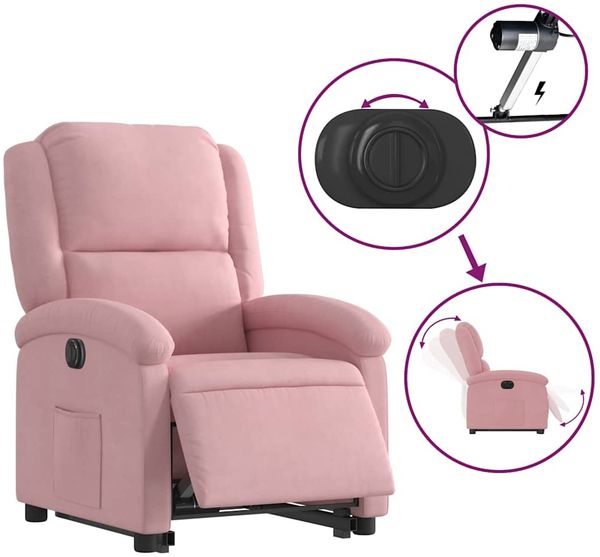 vidaXL Relaxsessel mit Aufstehhilfe Elektrisch Rosa Samt 3204326 Bild 4