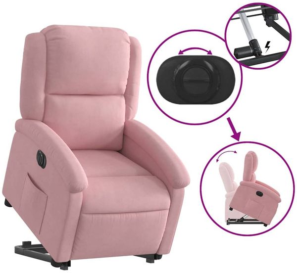 vidaXL Relaxsessel mit Aufstehhilfe Elektrisch Rosa Samt 3204326 Bild 9