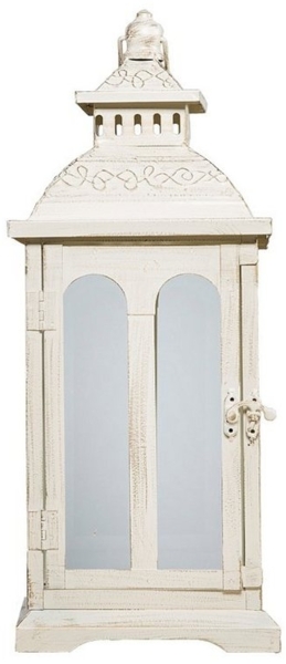 Grafelstein Kerzenlaterne COUNTRY creme weiß aus Metall mit Rundbogenfenstern H43cm - MITTEL