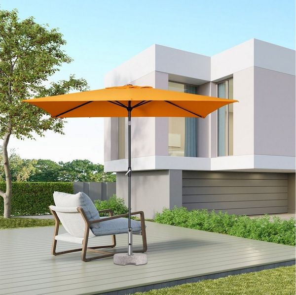Sekey Sonnenschirm Rechteckig Gartenschirm groß Marktschirm 3 meter mit Kurbel, UPF 50+, mit/ohne LED-Lichtern, beidseitig um 30° knickbar, für Garten