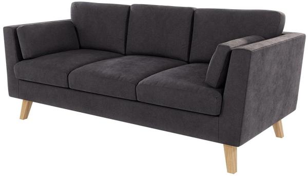 S-Style Möbel 3-Sitzer Sofa mit Holzfüßen im skandinavischen Stil Angeles, mit Wellenfederung