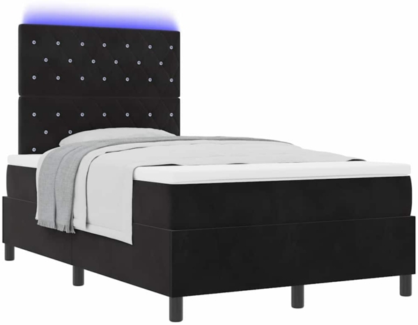 vidaXL LED Boxspringbett mit Matratze Schwarz 120 x 200 cm Stoff 3343240 Bild 2