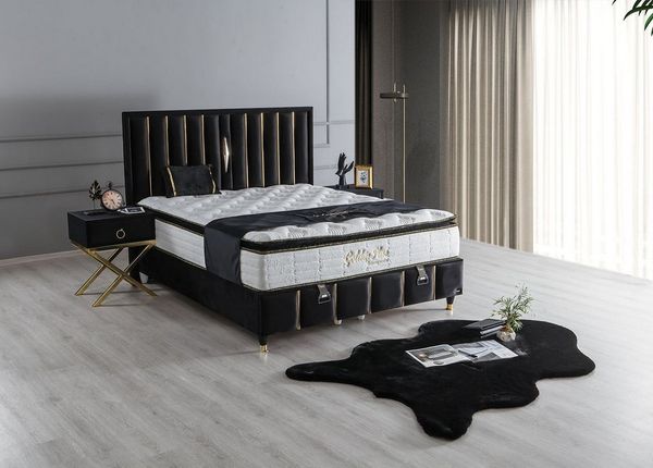 Villa Möbel Boxspringbett GOLDEN (Bett Set, Bettset), Bettkasten mit XXL Stauraum & Gasdruckfedern für einfache Handhabung