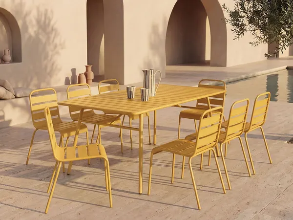 Vente-unique - MIRMANDE Garden dining set Metall Gelb - B 100 cm59 cm x H 75 cm79 cm x L 200 cm47,5 cm