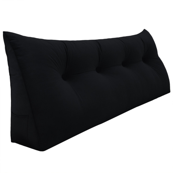VERCART Keilkissen, Schwarz, Samt, 50 x 20 x 140 cm