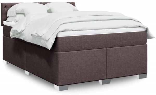 vidaXL Boxspringbett mit Matratze Dunkelbraun 140x200 cm Stoff 3285921