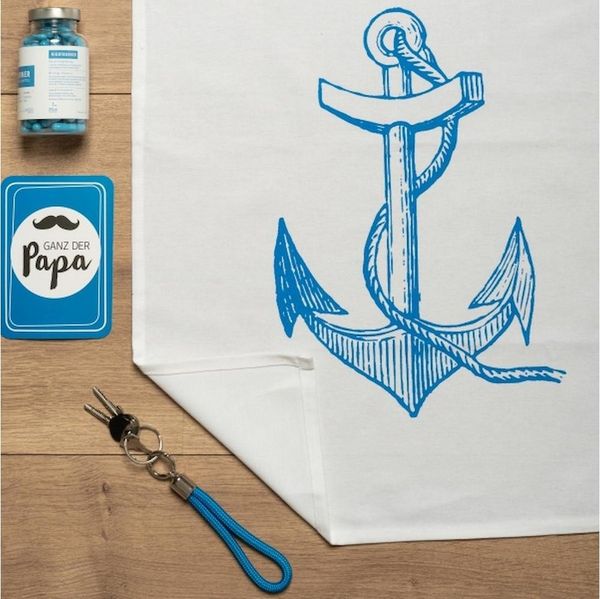 17,30 Hamburg Geschirrtuch Anker, neon blau, (1-tlg), 50x70cm, Siebdruck