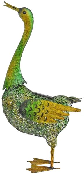 LED Deko Solarleuchte, Ente grün-gelb, H 63 cm