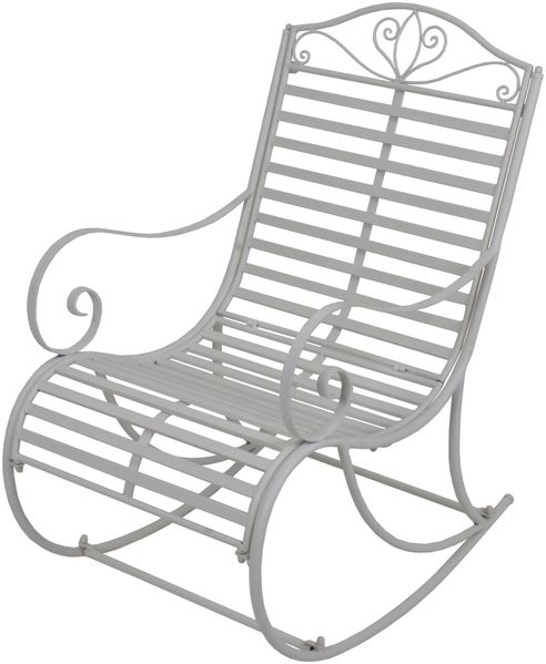 Outdoor-Schaukelstuhl MARIA Weiß Eisen | Gartenstuhl Relaxsessel Garten Balkon Outdoor