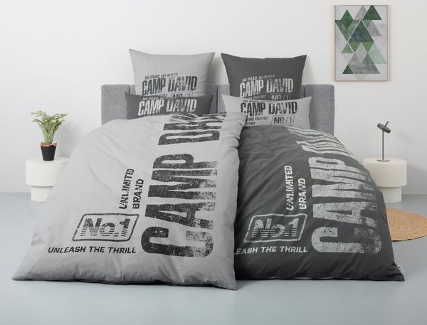 CAMP DAVID Wendebettwäsche Kymber, Renforcé, 2 teilig, NEUHEIT! Bettwäsche ab 135x200 cm, mit coolem Schriftzug