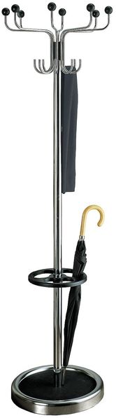 Garderobenständer Rondo 6280 Chrom / Schwarz, mit 8 Hut- und 8 Mantelhaken