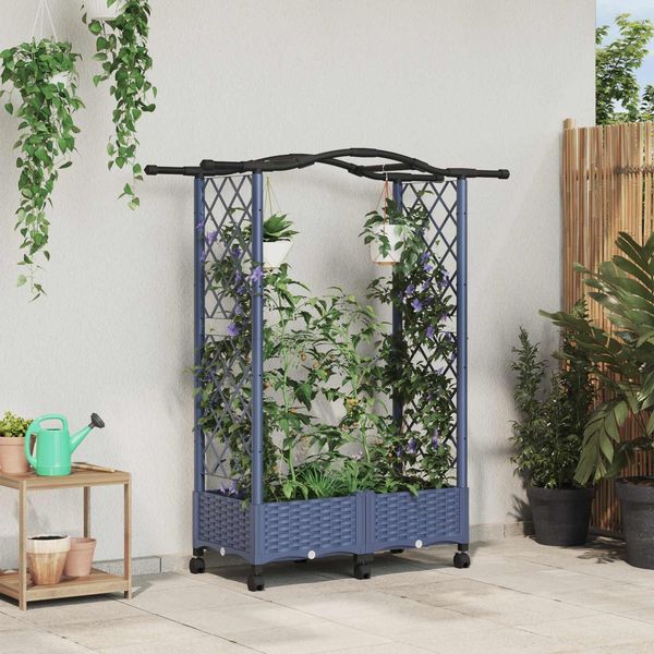 vidaXL Hochbeet mit Rankgitter und Dach Grau 124 x 40 x 129 cm PP 3423011