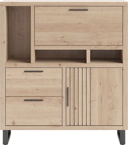 Highboard Pavie, Holz, Metall, Holzfarben, 125 x 140 x 42 cm